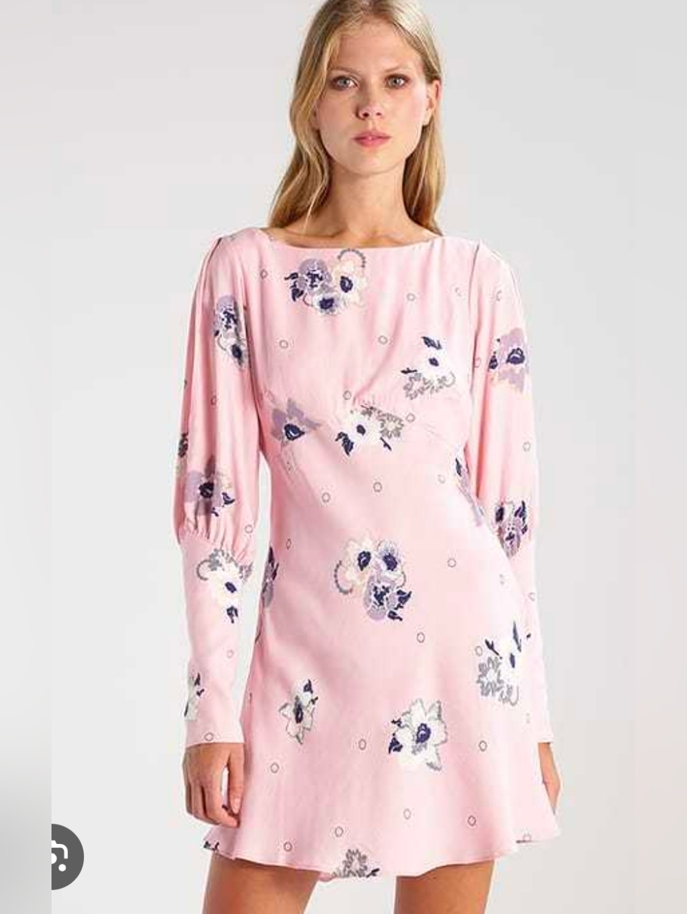 Free People Pink Floral Long Sleeve Mini Dress - Picture 2 of 10